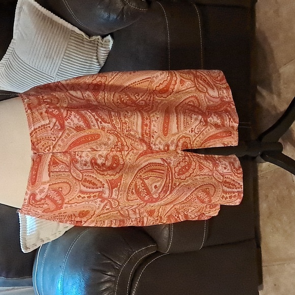 Silk Pretty in Pink & Orange Paisley Silk  Skirt with Sequins Size 14 - Picture 5 of 10
